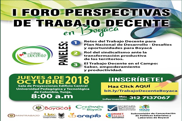 En este momento estás viendo Gobernación de Boyacá invita al Primer Foro Perspectivas de Trabajo Decente.